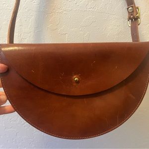 Tree Fairfax Half Moon leather crossbody WORN ONCE Cognac dark brown